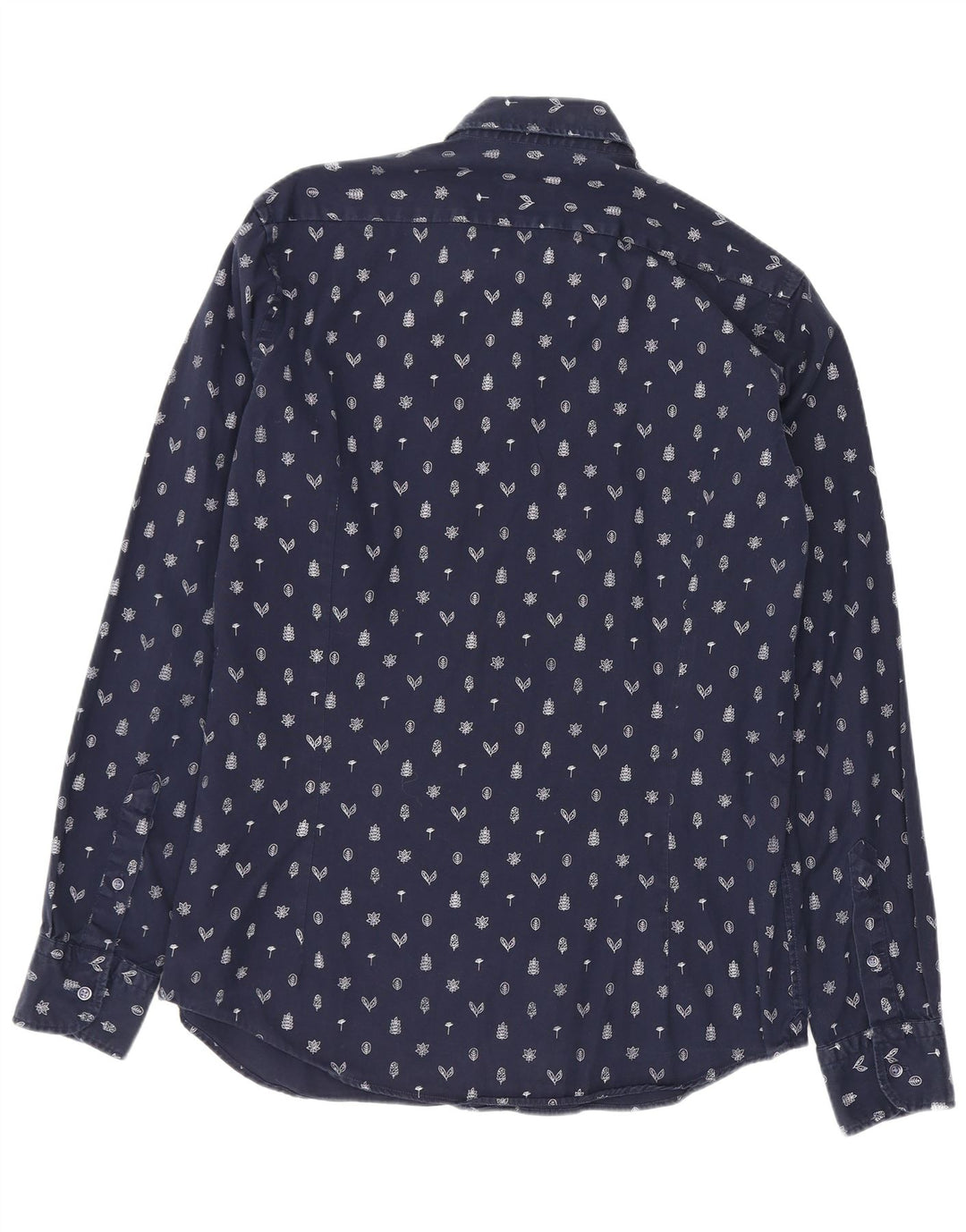 Massimo Dutti Mens Shirt Medium Navy Blue Floral