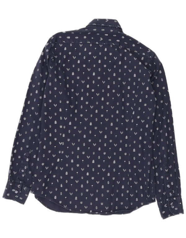 Massimo Dutti Mens Shirt Medium Navy Blue Floral