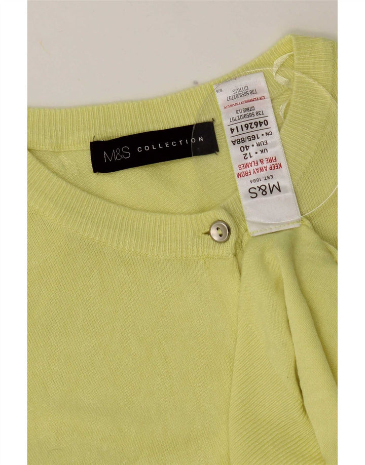 Marks & Spencer Womens Cardigan Sweater UK 12 Medium Yellow Viscose