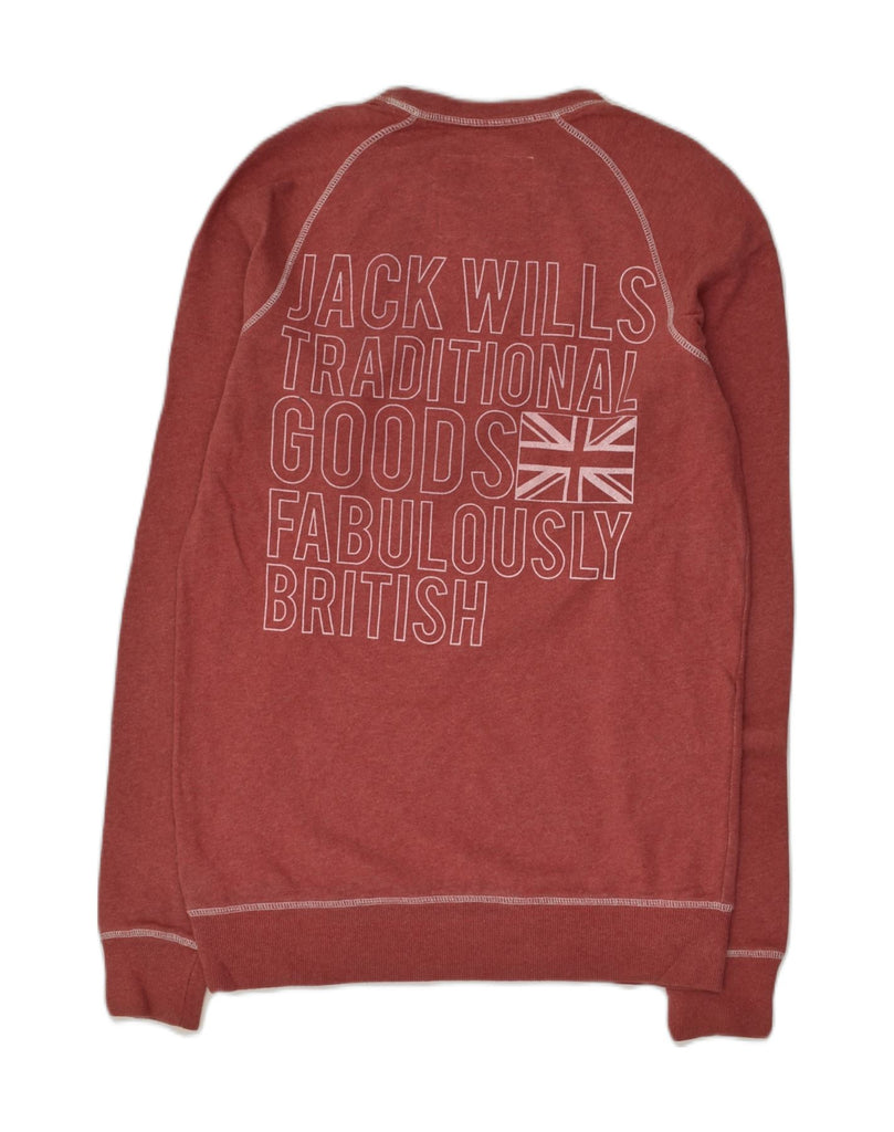 JACK WILLS Mens Graphic Sweatshirt Jumper XS Maroon Cotton | Vintage Jack Wills | Thrift | Second-Hand Jack Wills | Used Clothing | Messina Hembry 