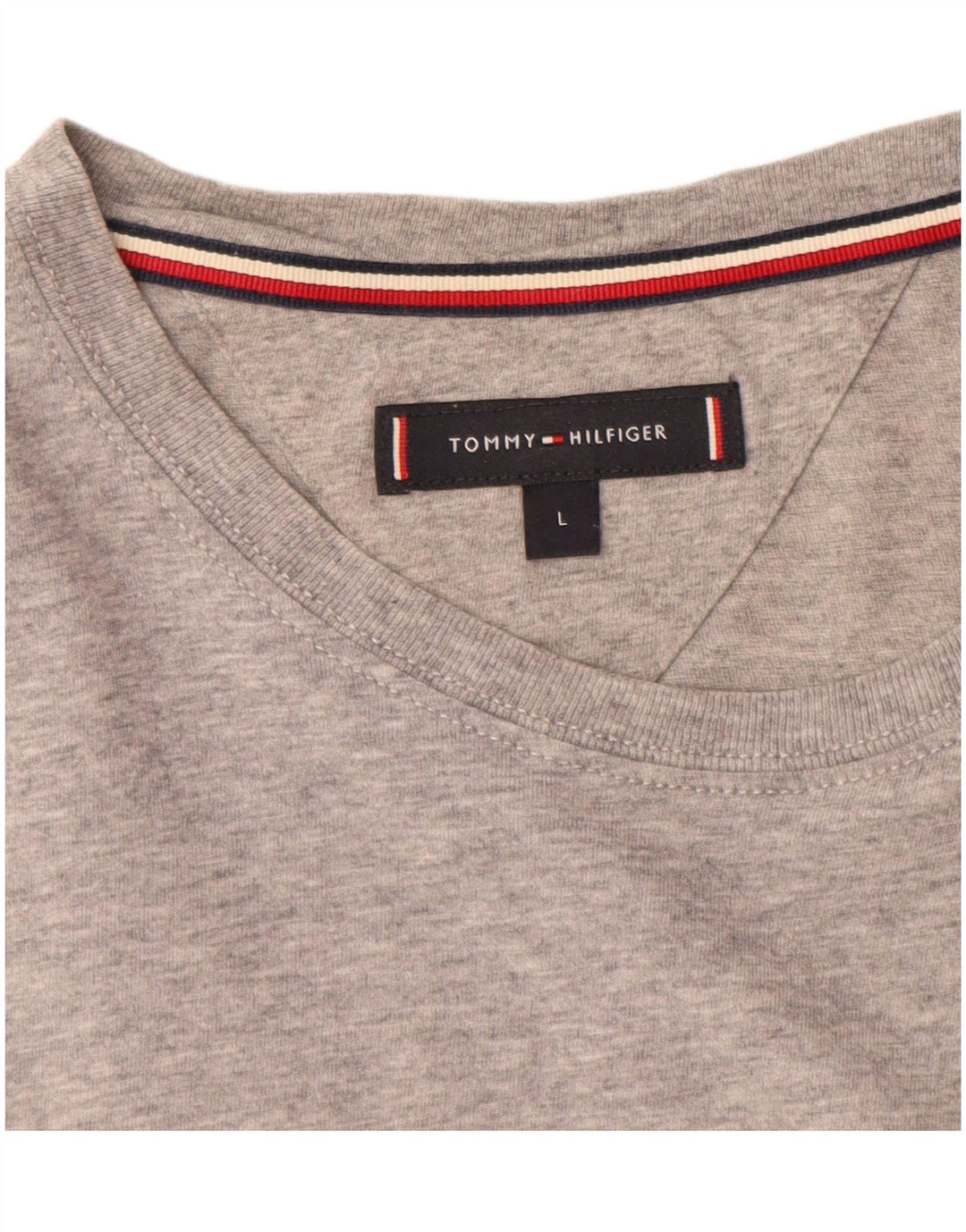 TOMMY HILFIGER Mens T-Shirt Top Large Grey Cotton