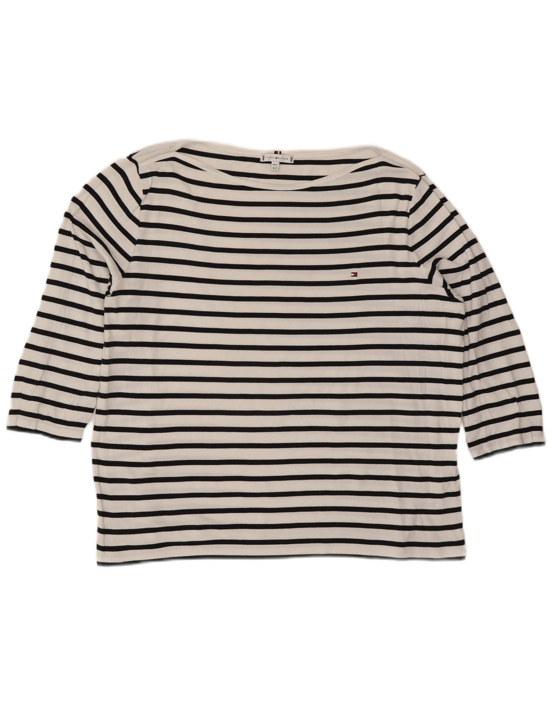 TOMMY HILFIGER Womens Top 3/4 Sleeve UK 24 4XL White Striped Cotton