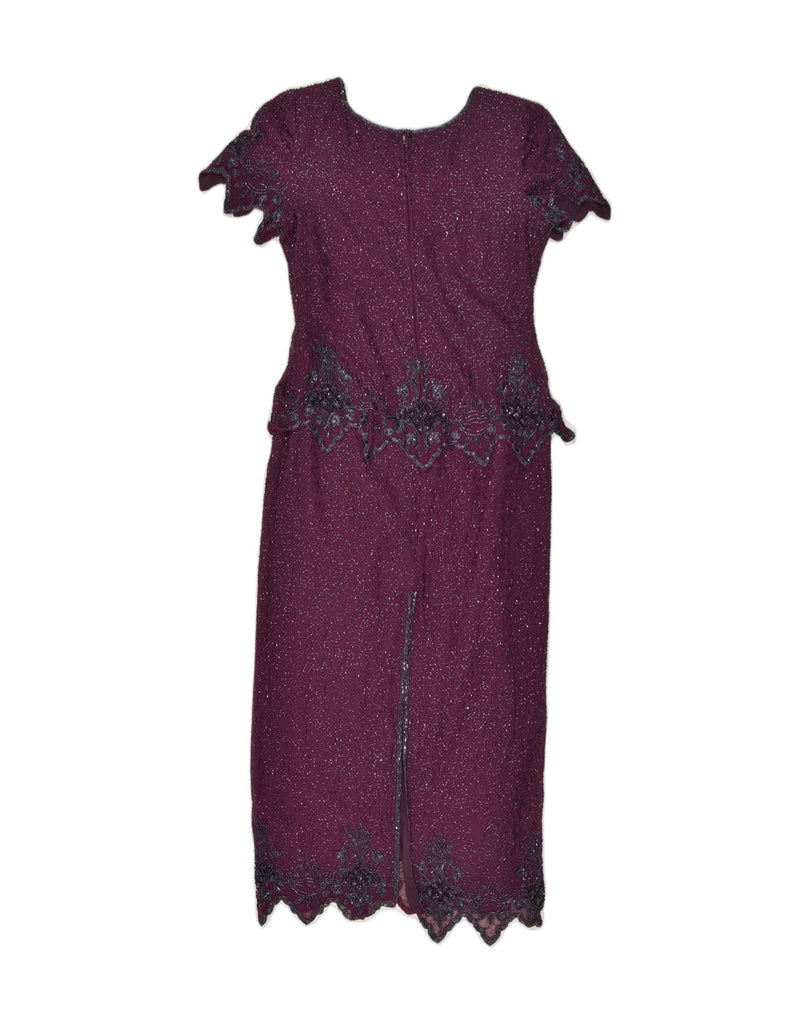 LAURENCE KOZAR Womens Evening Maxi Dress UK 16 Large Burgundy Polyester | Vintage Laurence Kozar | Thrift | Second-Hand Laurence Kozar | Used Clothing | Messina Hembry 