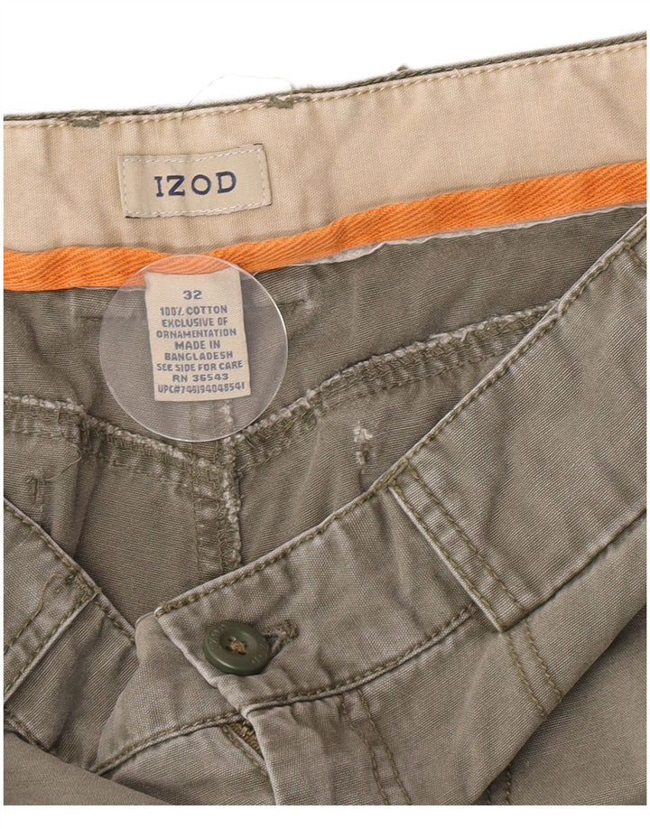 Izod Mens Cargo Shorts W32 Medium Khaki Cotton