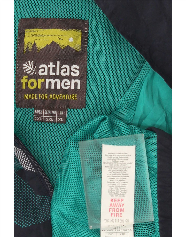 Atlas For Men Mens Tracksuit Top Jacket XL Navy Blue Geometric Polyester
