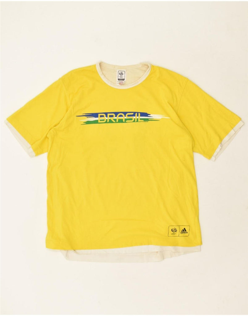 ADIDAS Mens Graphic T-Shirt Top Large Yellow Cotton | Vintage Adidas | Thrift | Second-Hand Adidas | Used Clothing | Messina Hembry 