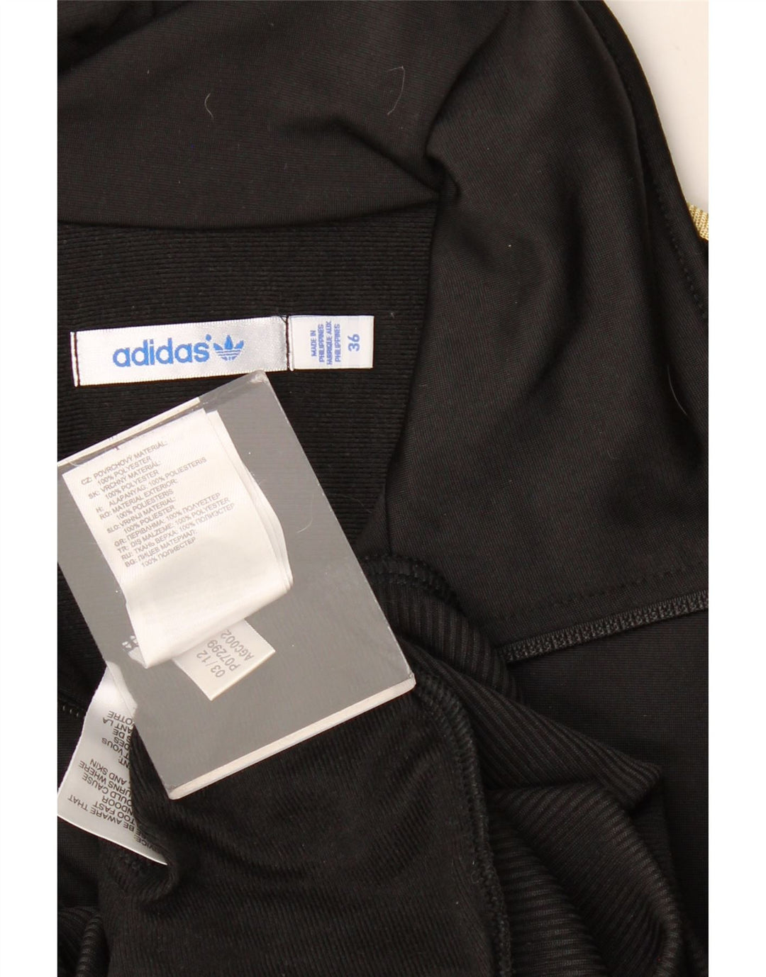 Adidas Womens Tracksuit Top Jacket IT 36 XS Black Polyester