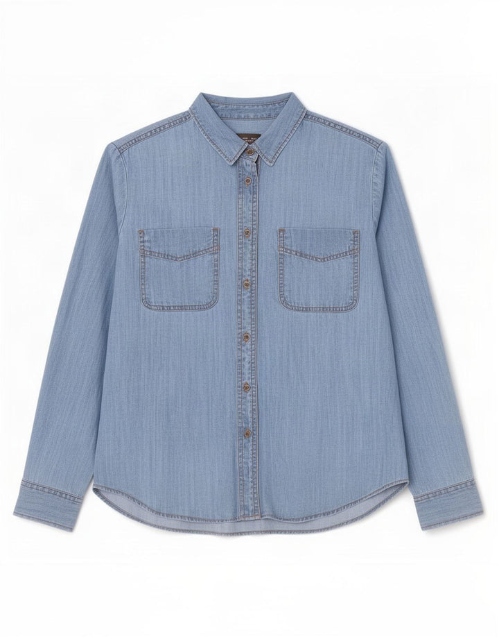 Marks & Spencer Womens Oversized Denim Shirt UK 10 Small Blue Lyocell