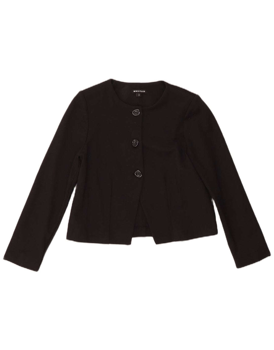 Whistles Womens Crop 3 Button Blazer Jacket UK 10 Small Black Viscose