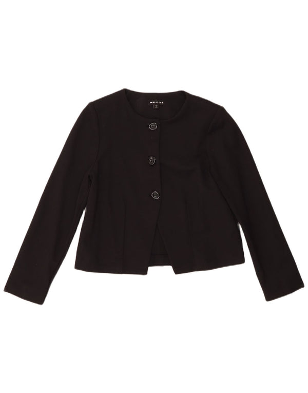 Whistles Womens Crop 3 Button Blazer Jacket UK 10 Small Black Viscose