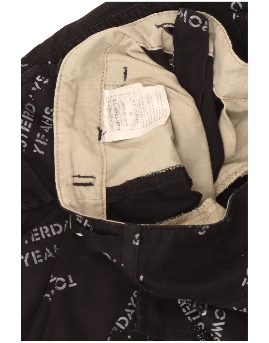 CARHARTT Mens Graphic Cargo Shorts W34 Large Black Cotton