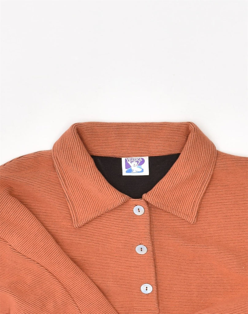 YESSICA Womens Oversized Longline Polo Shirt UK 10 Small Orange Cotton | Vintage Yessica | Thrift | Second-Hand Yessica | Used Clothing | Messina Hembry 