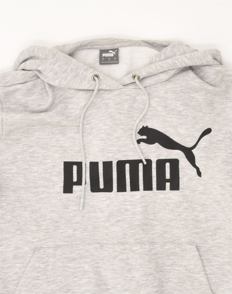 PUMA Womens Graphic Hoodie Jumper UK 14 Large Grey Cotton | Vintage Puma | Thrift | Second-Hand Puma | Used Clothing | Messina Hembry 