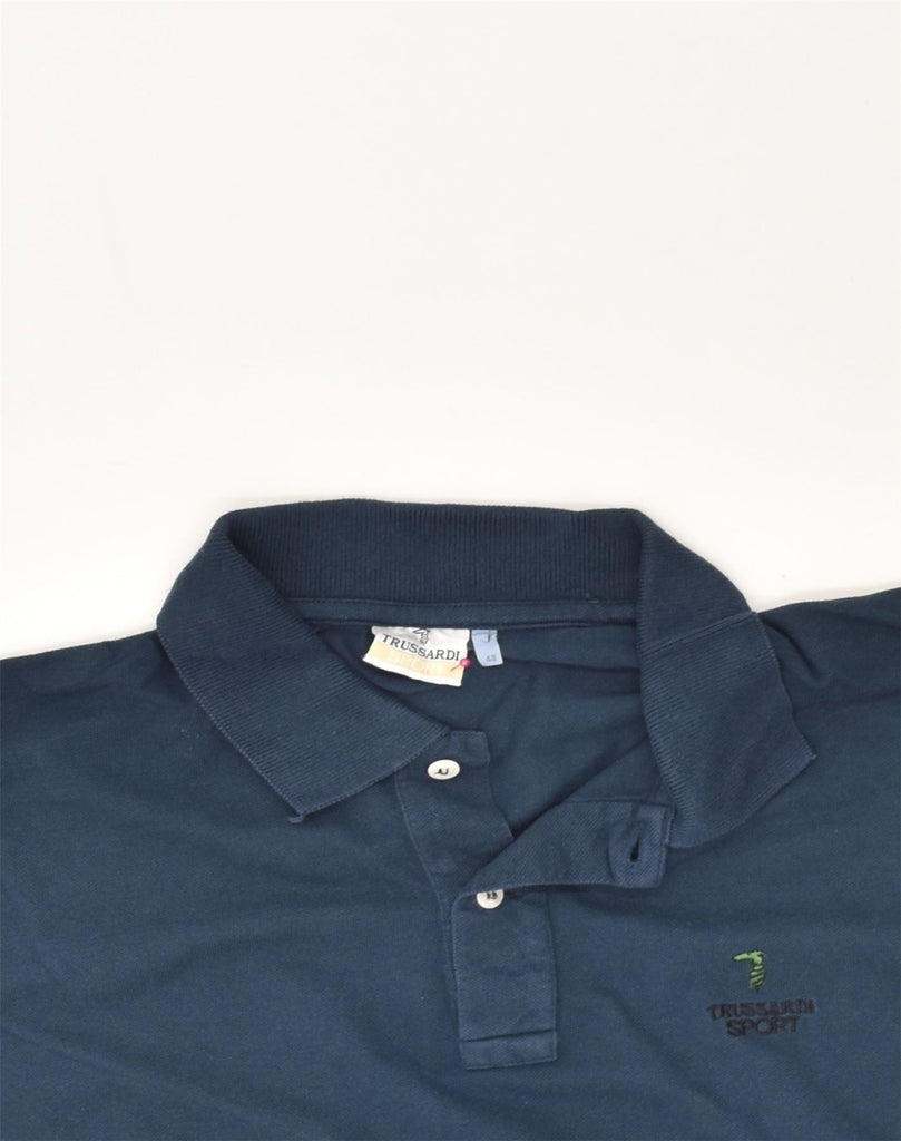 TRUSSARDI Mens Polo Shirt Medium TI 48 Navy Blue Cotton | Vintage Trussardi | Thrift | Second-Hand Trussardi | Used Clothing | Messina Hembry 