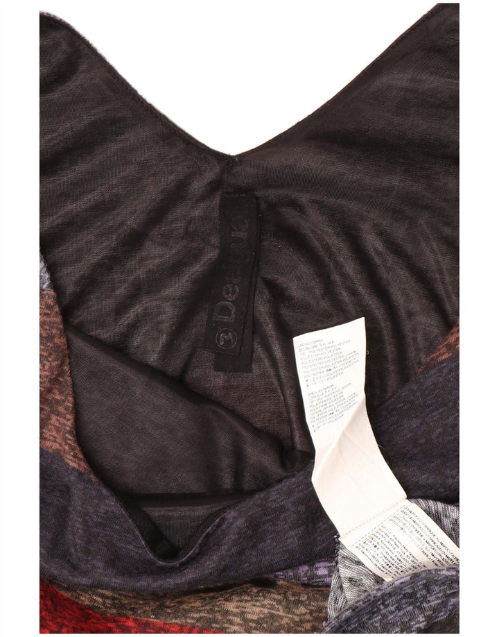 DESIGUAL Womens 3/4 Sleeve Sheath Dress UK 12 Medium Multicoloured Striped