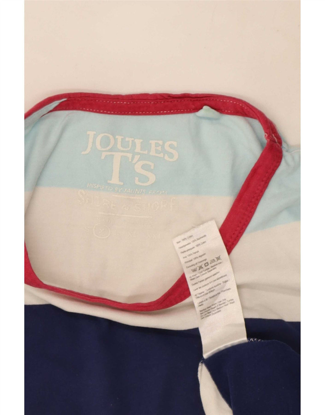 Joules Mens T-Shirt Top Medium Multicoloured Striped Cotton