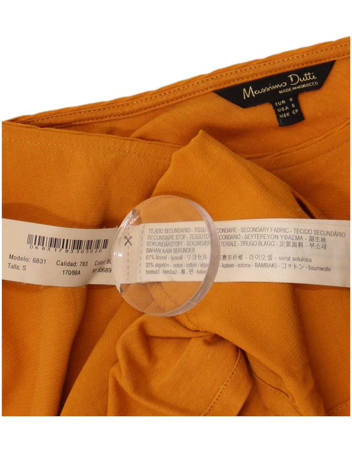 Massimo Dutti Womens Long Sleeve Blouse Top UK 10 Small Yellow Lyocell