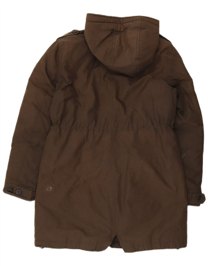 WRANGLER Womens Hooded Parka Jacket UK 14 Medium Khaki Cotton