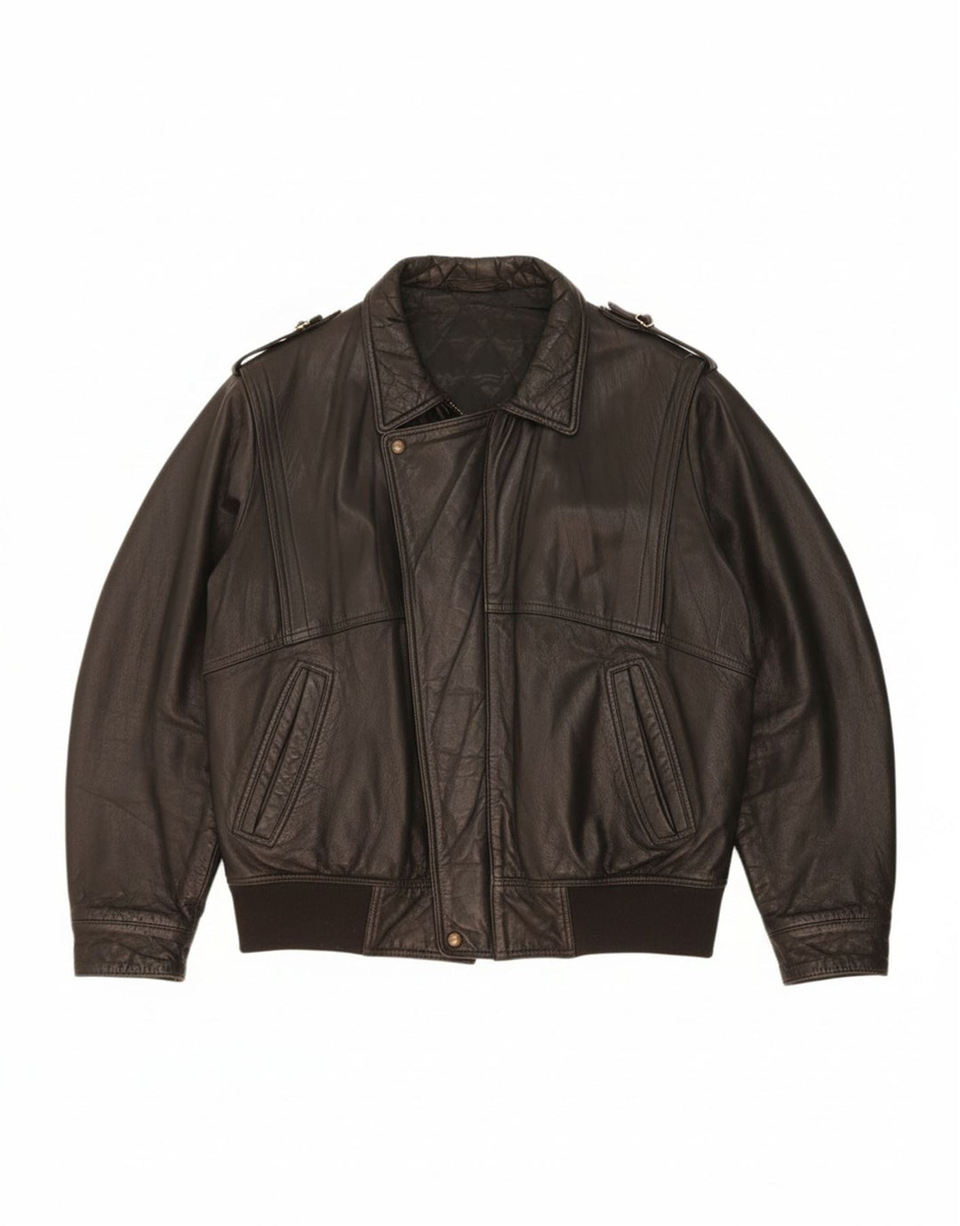 VINTAGE Mens Leather Jacket UK 44 2XL Black Leather