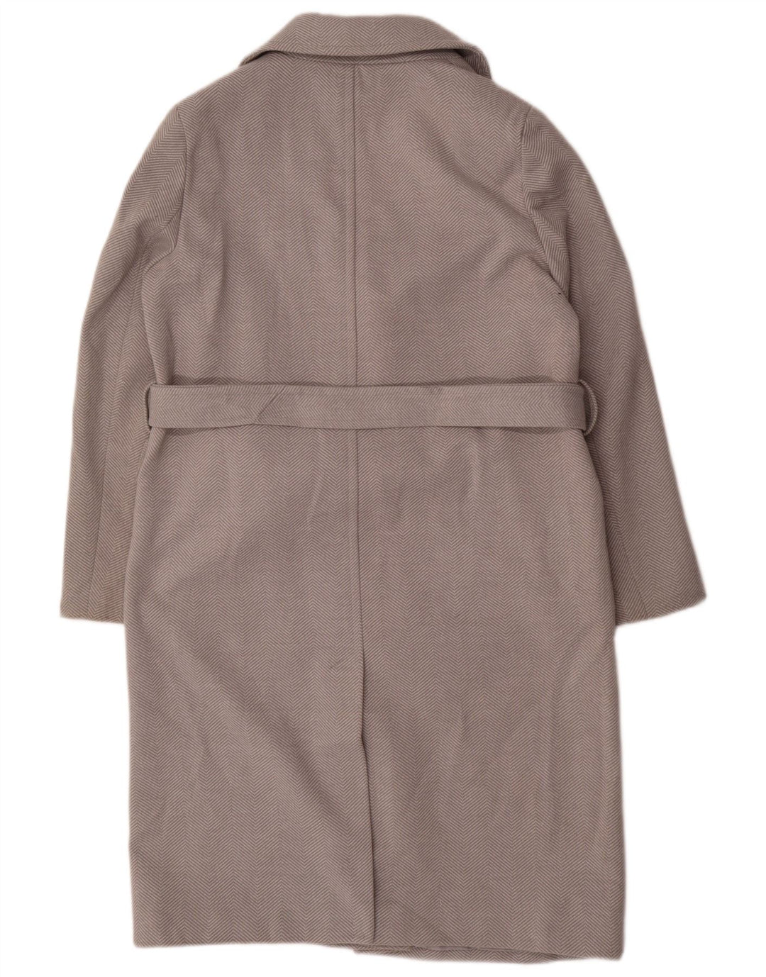 Marks & Spencer Womens Overcoat UK 14 Large Grey Herringbone Polyester