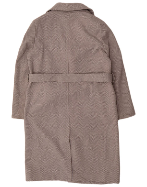 Marks & Spencer Womens Overcoat UK 14 Large Grey Herringbone Polyester