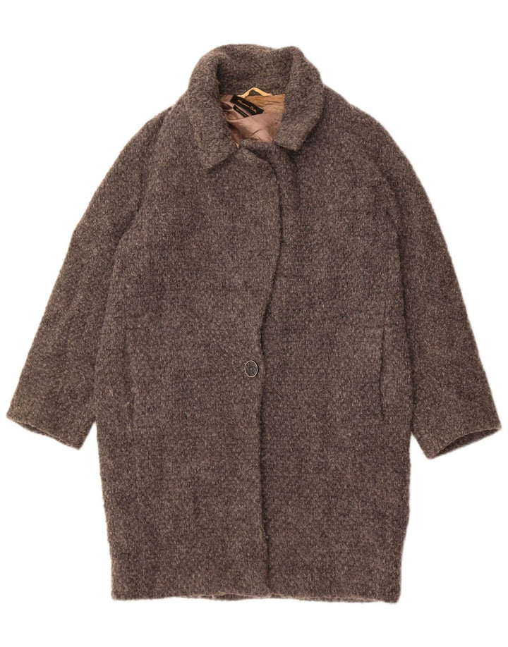 Massimo Dutti Womens Oversized Overcoat UK 10 Small Grey Wool