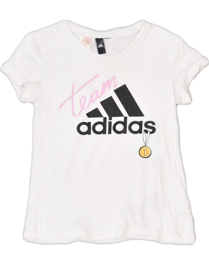 ADIDAS Womens Graphic T-Shirt Top UK 8 Small White Cotton Classic | Vintage | Thrift | Second-Hand | Used Clothing | Messina Hembry 