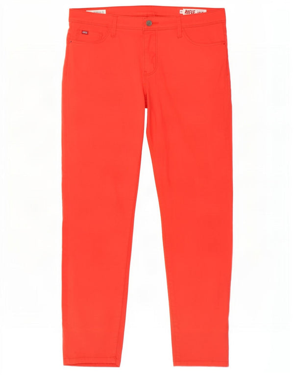 Rifle Womens Crudella Mid Rise Slim Casual Trousers W32 L28 Red Cotton