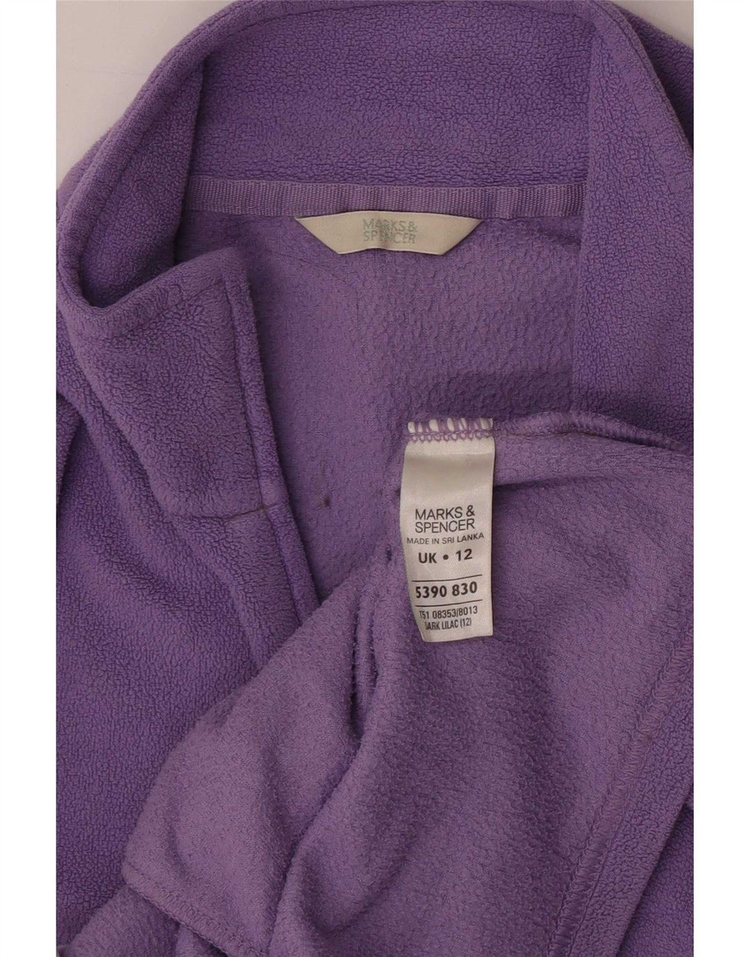 Marks & Spencer Womens Fleece Jacket UK 12 Medium Purple Polyester