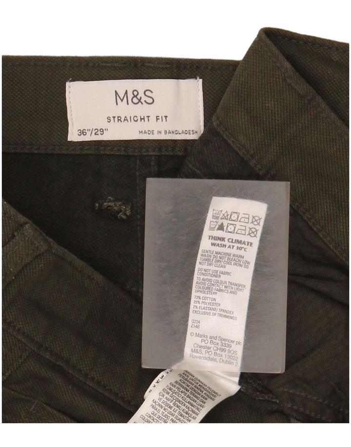 Marks & Spencer Mens Straight Jeans W36 L29 Khaki Cotton
