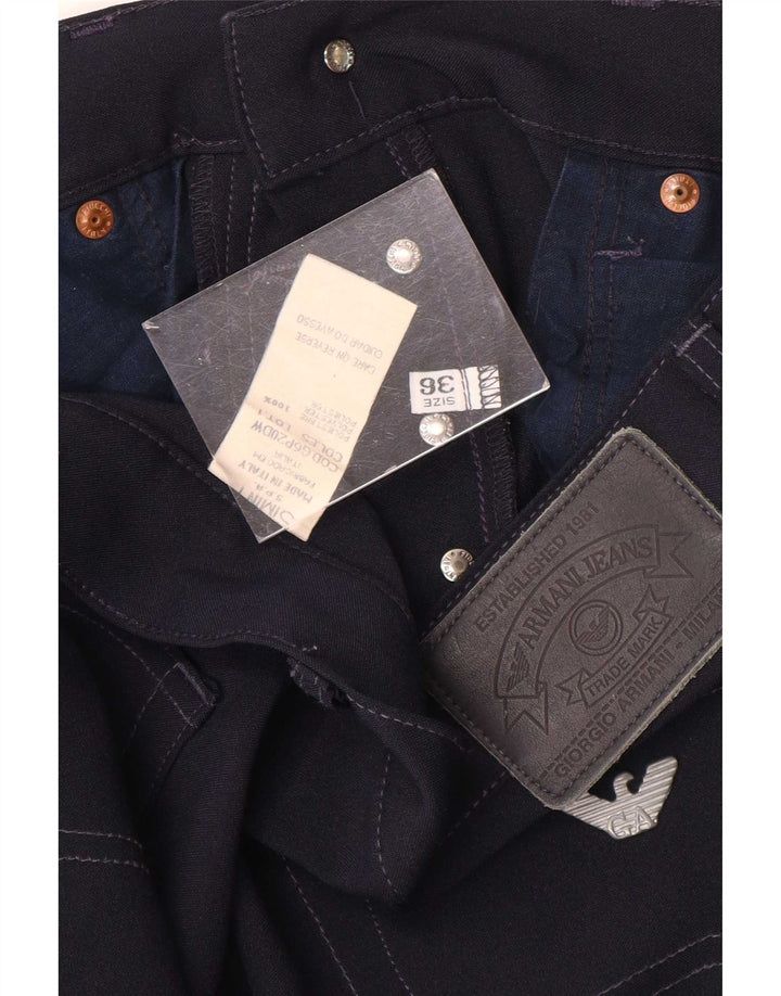 Armani Mens Straight Casual Trousers W36 L33 Navy Blue Polyester