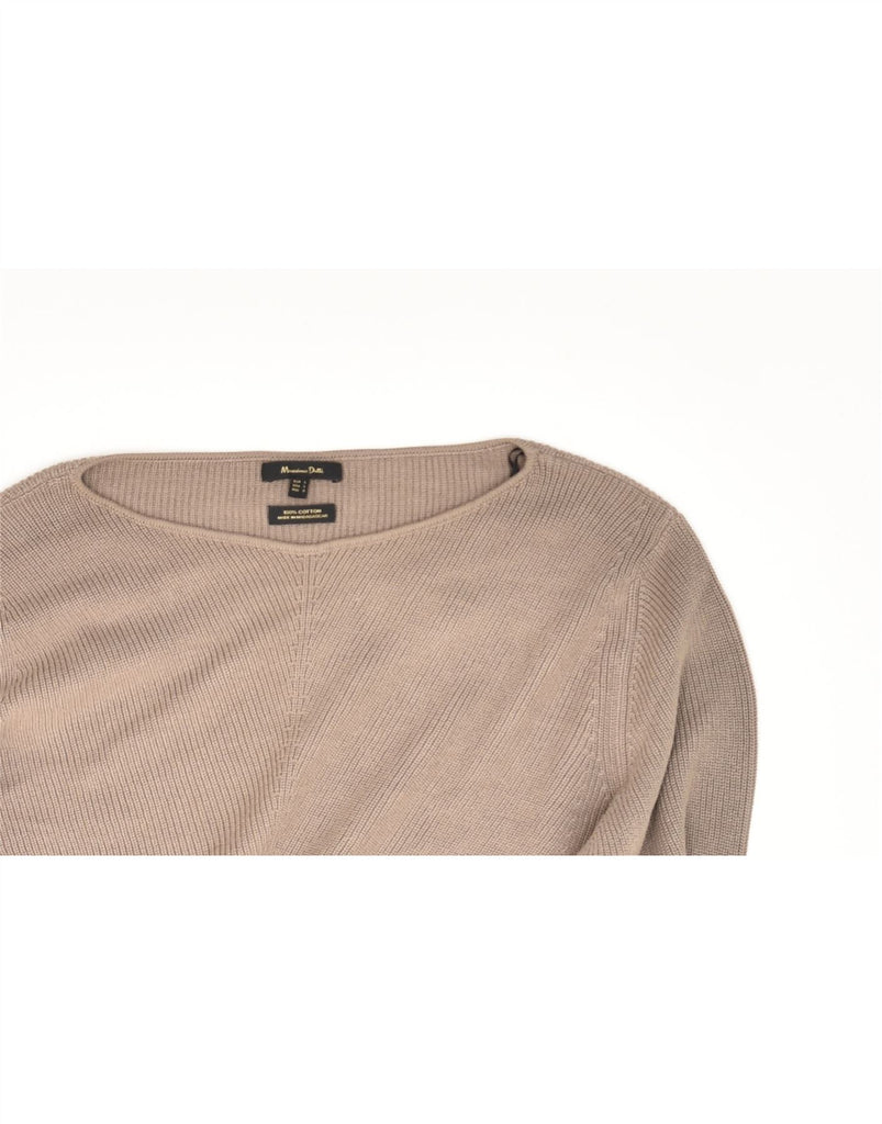 MASSIMO DUTTI Womens Boat Neck Jumper Sweater UK 14 Large Beige Cotton | Vintage Massimo Dutti | Thrift | Second-Hand Massimo Dutti | Used Clothing | Messina Hembry 