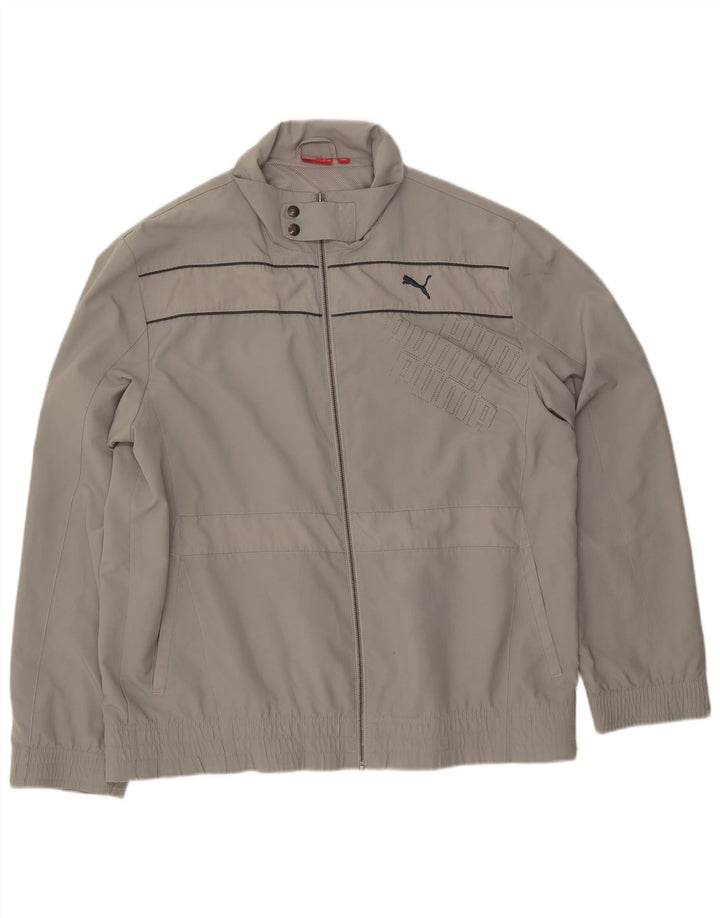 PUMA Mens Graphic Tracksuit Top Jacket XL Grey Polyester
