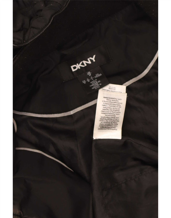 Dkny Womens Hooded Quilted Jacket UK 14 Medium Navy Blue Polyester
