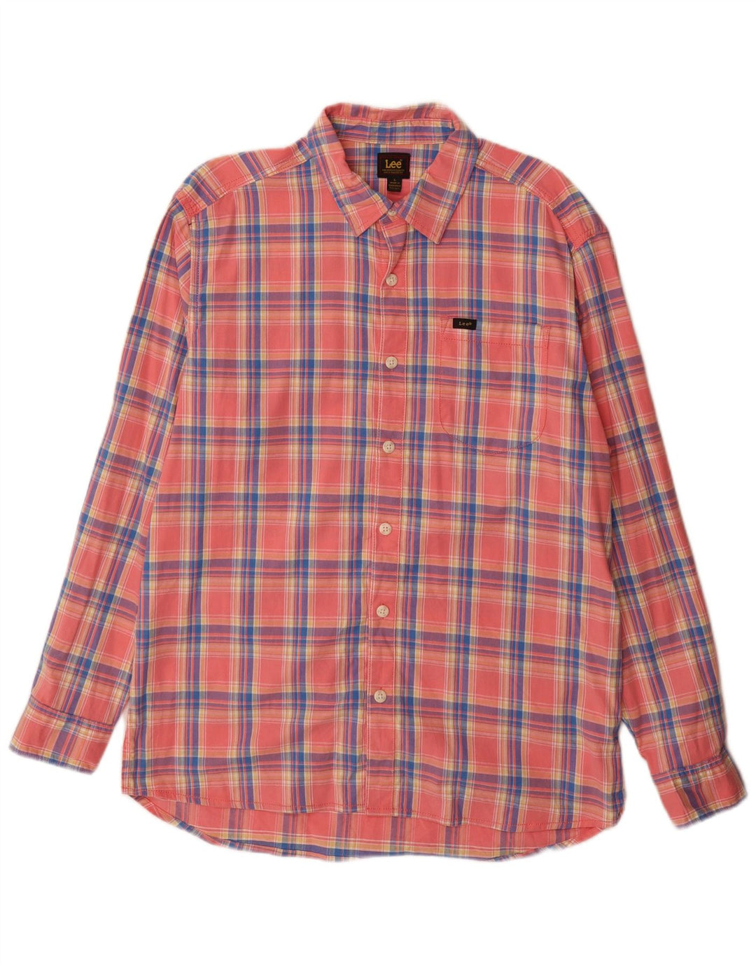 Lee Mens Flannel Shirt Large Pink Check Cotton