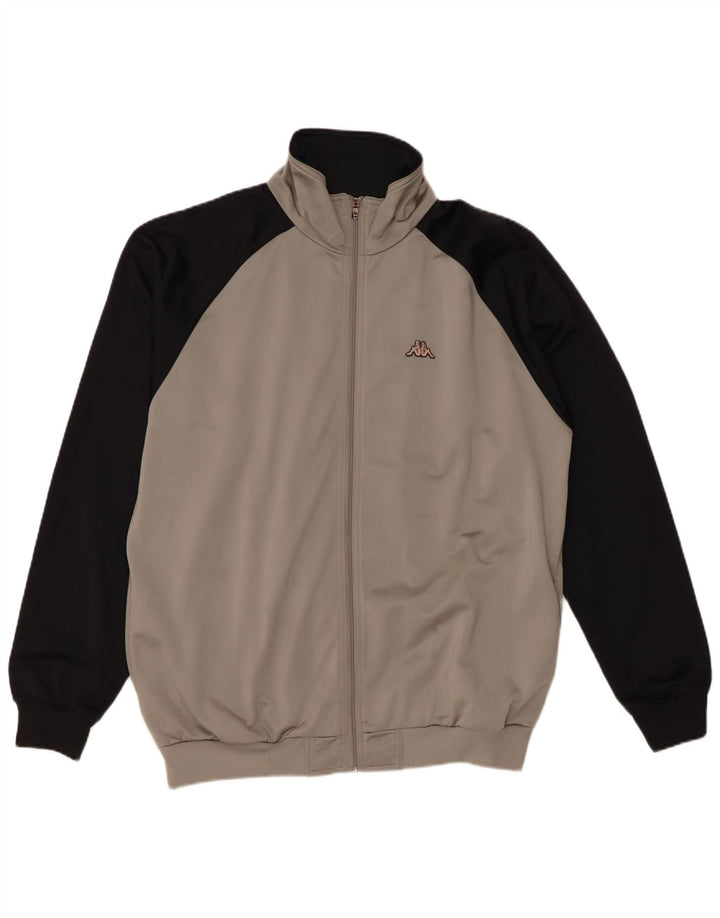 Kappa Mens Tracksuit Top Jacket XL Grey Colourblock Polyester