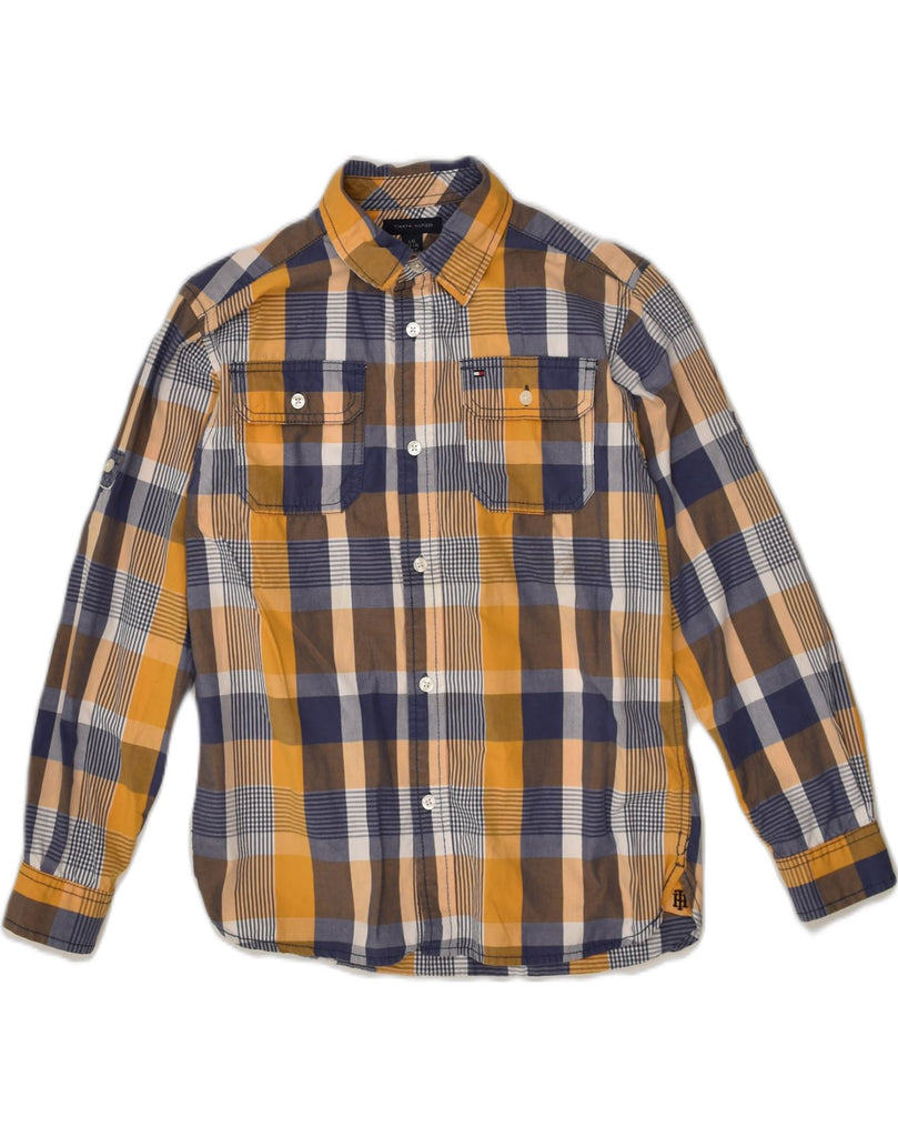 TOMMY HILFIGER Boys Shirt 12-13 Years Large Yellow Plaid Cotton | Vintage Tommy Hilfiger | Thrift | Second-Hand Tommy Hilfiger | Used Clothing | Messina Hembry 