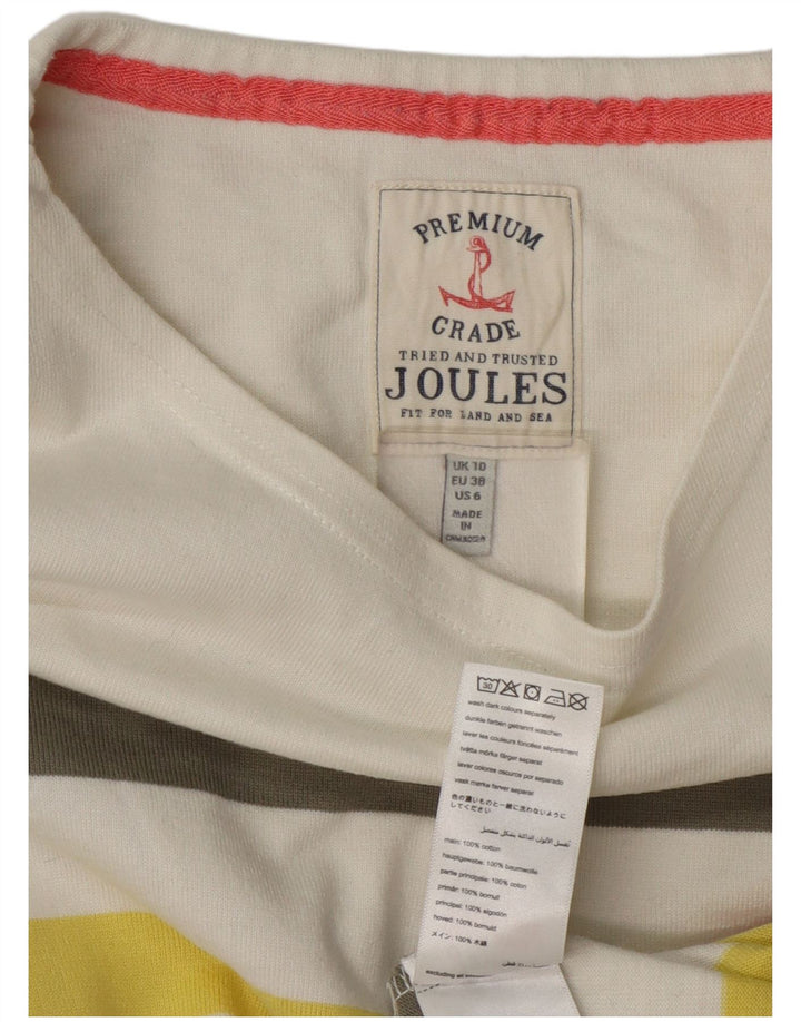 Joules Womens Top Long Sleeve UK 10 Small Multicoloured Striped Cotton