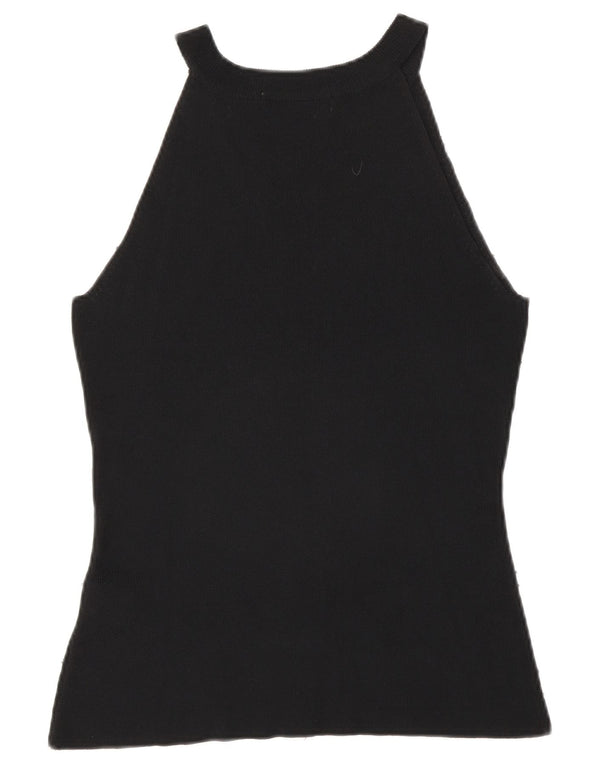 Zara Womens Sleeveless Blouse Top UK 14 Large Black Rayon
