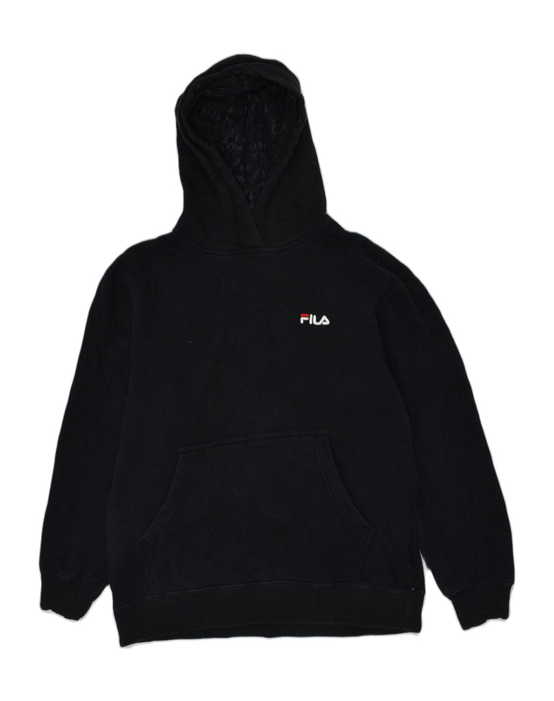 FILA Boys Hoodie Jumper 14-15 Years Large Black Cotton | Vintage Fila | Thrift | Second-Hand Fila | Used Clothing | Messina Hembry 