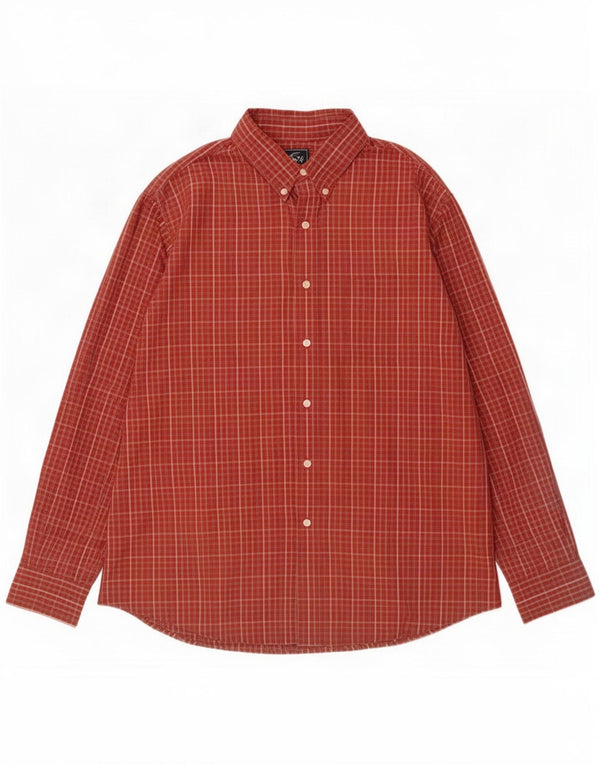 Dockers Mens Shirt Size 17 1/2 XL Red Check Cotton