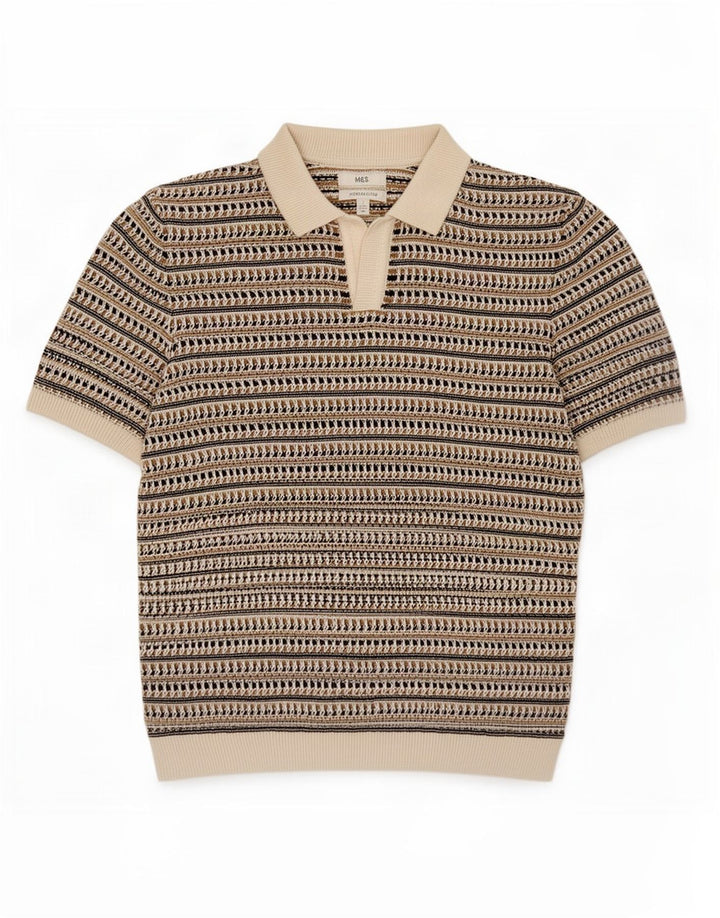 Marks & Spencer Mens Short Sleeve Polo Shirt Small Multicoloured Striped