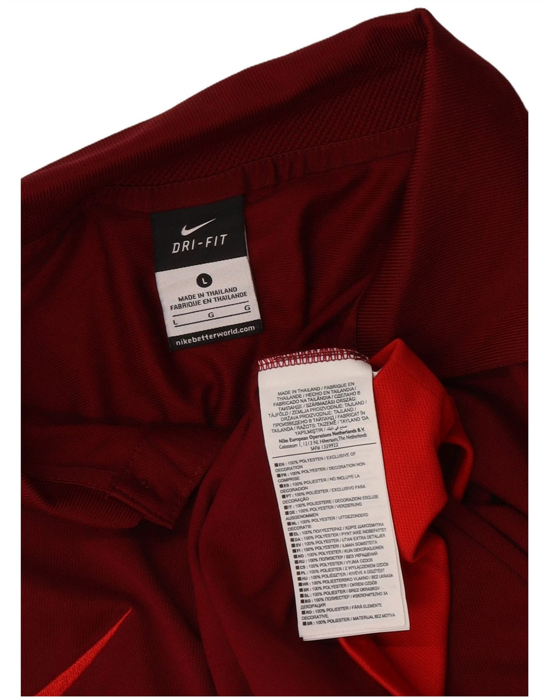 Nike Mens Dri Fit Polo Shirt Large Red Colourblock Polyester