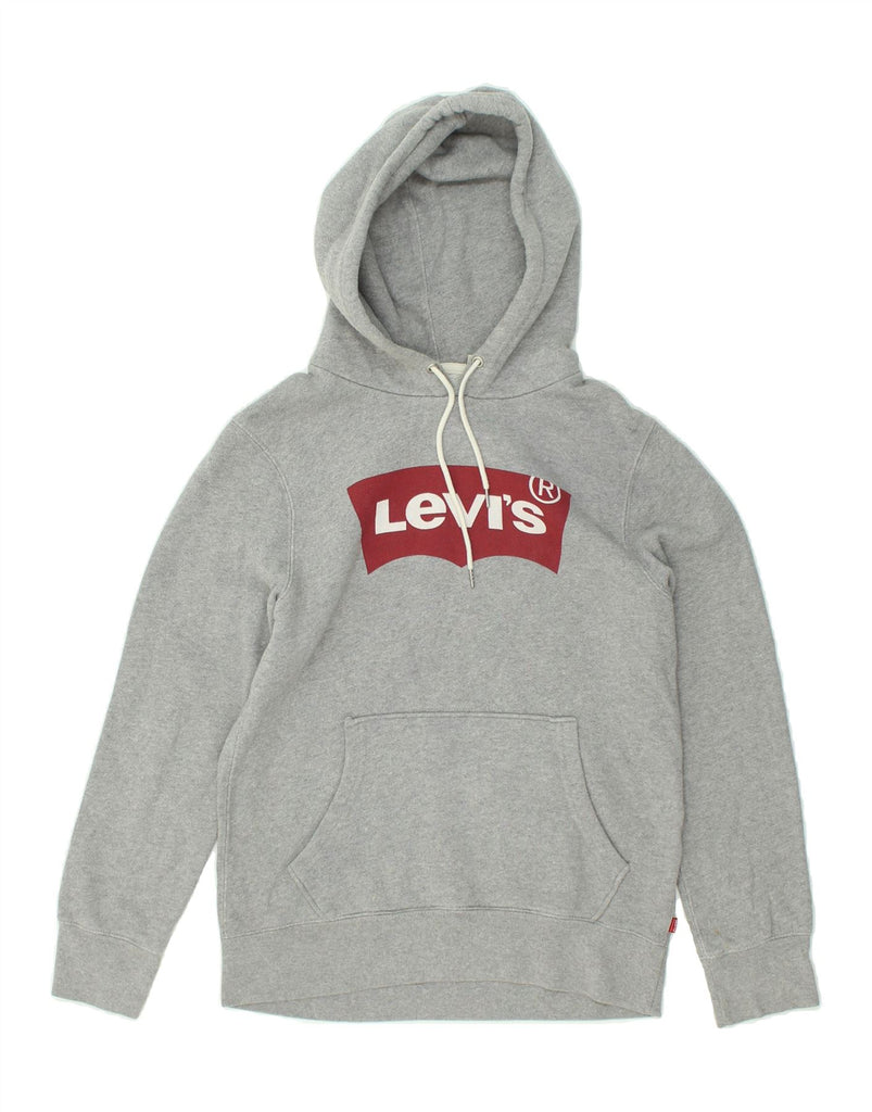 LEVI'S Mens Graphic Hoodie Jumper UK 6 XS Grey | Vintage Levi's | Thrift | Second-Hand Levi's | Used Clothing | Messina Hembry 