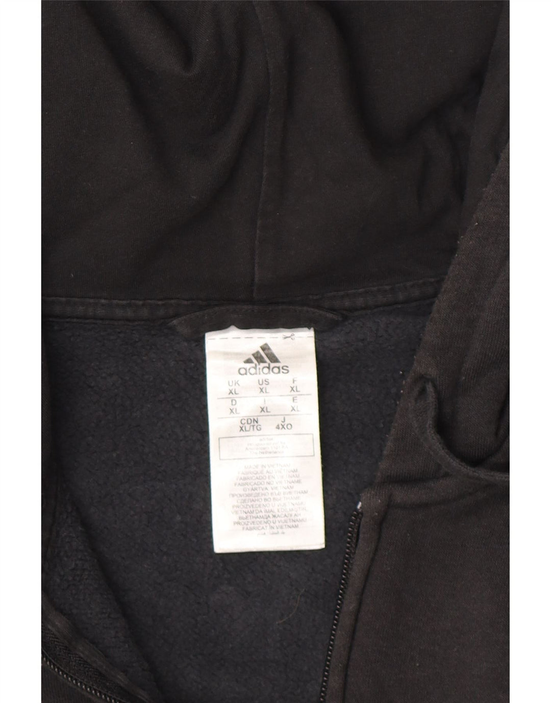 ADIDAS Mens Zip Hoodie Sweater XL Black Cotton