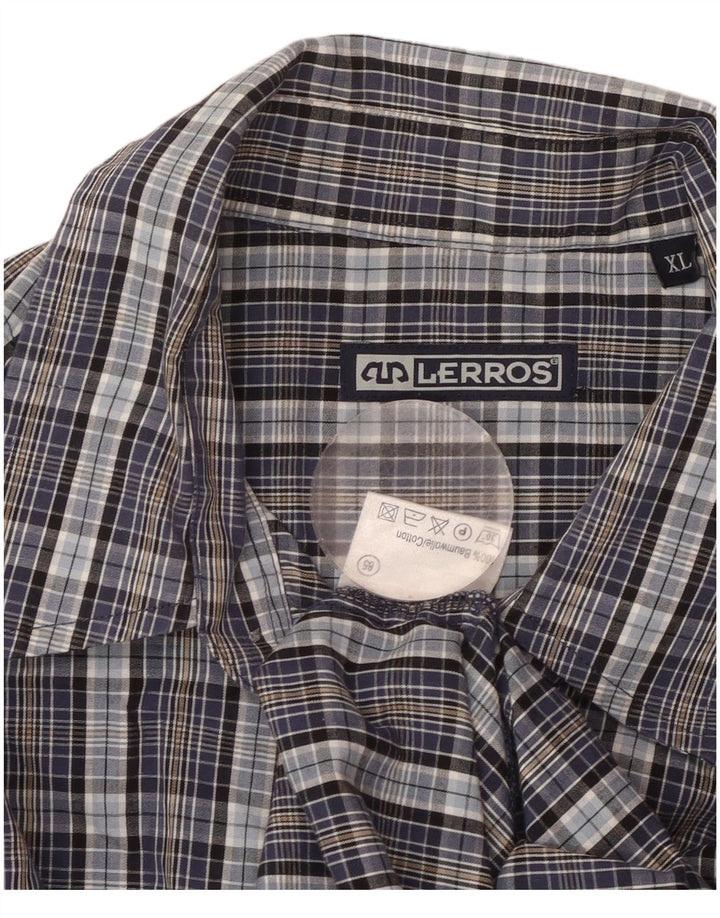 LERROS Mens Shirt XL Blue Check Cotton