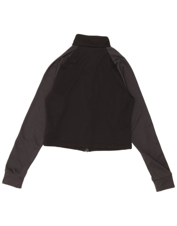 Adidas Womens Crop Tracksuit Top Jacket UK 8/10 Small Black Colourblock