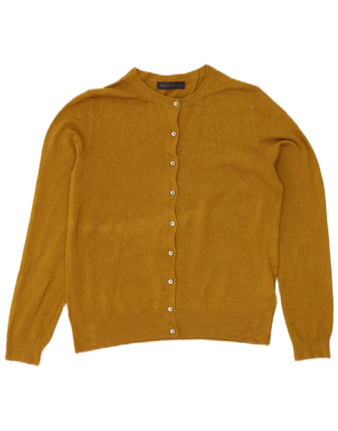 Marks & Spencer Womens Cardigan Sweater UK 12 Medium Yellow Viscose