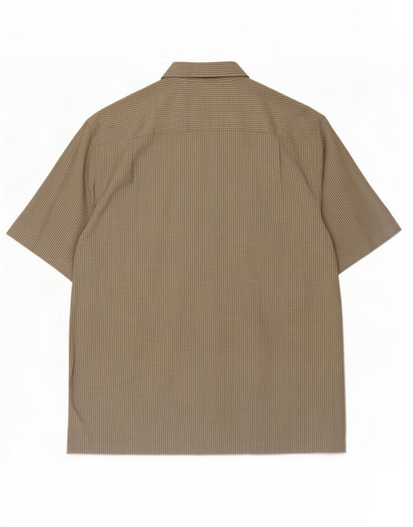 Wrangler Mens Short Sleeve Shirt Medium Beige Pinstripe Cotton