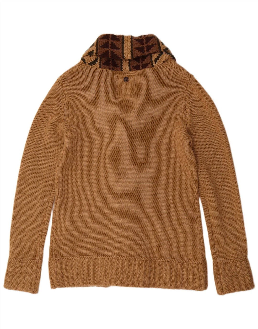 KHUJO Womens Cardigan Sweater UK 16 Large Beige Geometric Acrylic